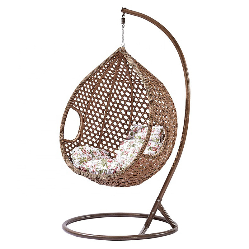 Outdoor Leisure Hanging Rattan Basket Garden Egg Chair with Stand