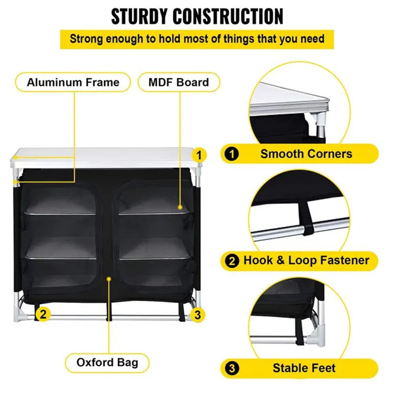 Outdoor Camping Organizer Storage Kitchen Cabinet Folding Kitchen Table with Carry Bag