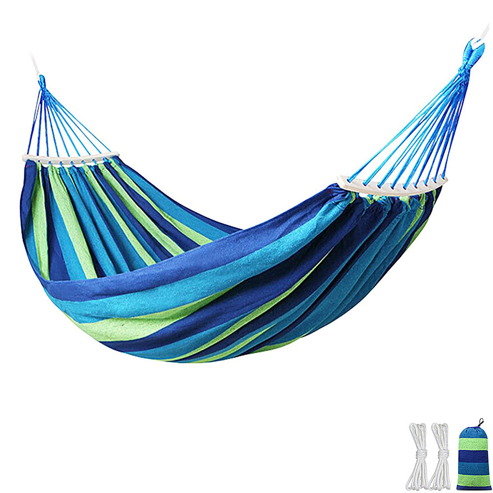 Hot-selling Canvas Travel Hammock Portable Beach Swing Bed with Hardwood Spreader Bar