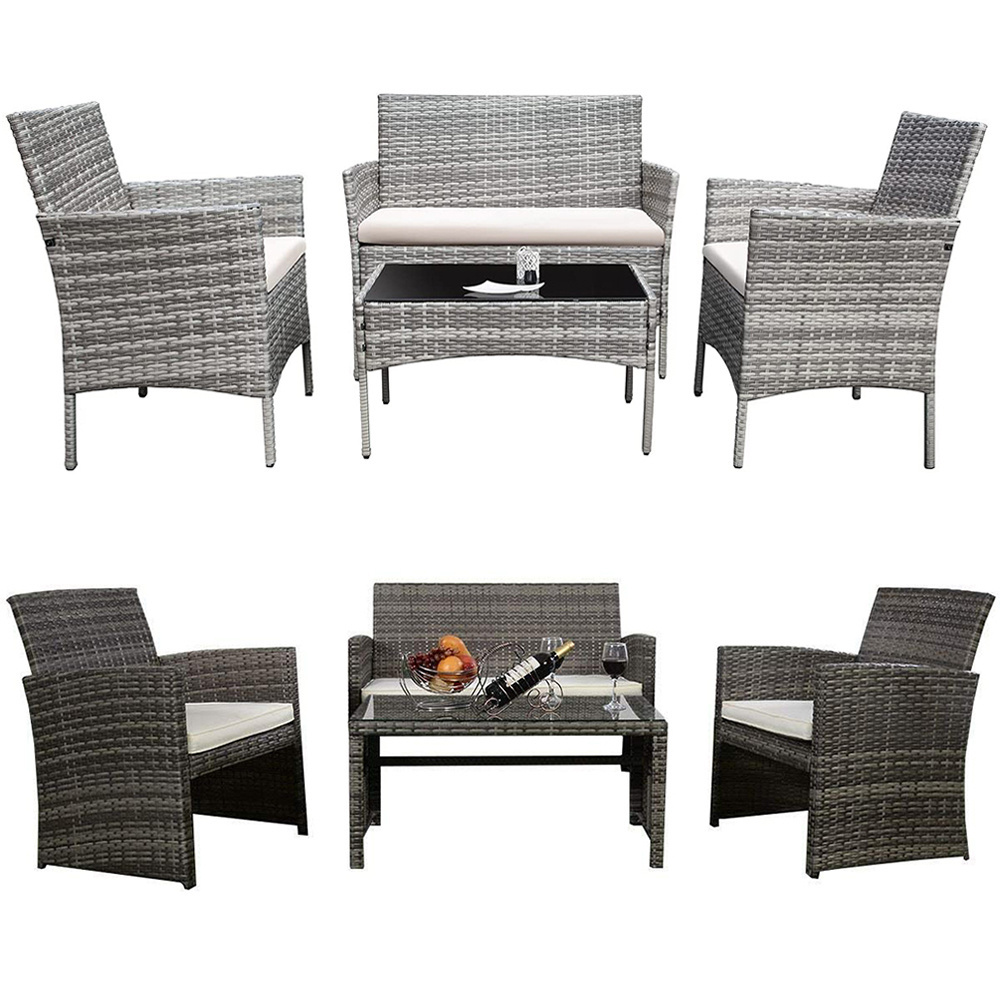 Patio Dining Set Table Chair Outdoor Rattan Furniture with Cover