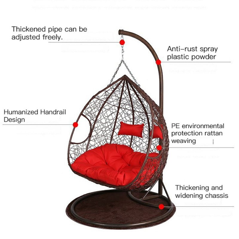 Rattan Egg Wicker Double Person Hanging Swing Chair for Outdoor Patio