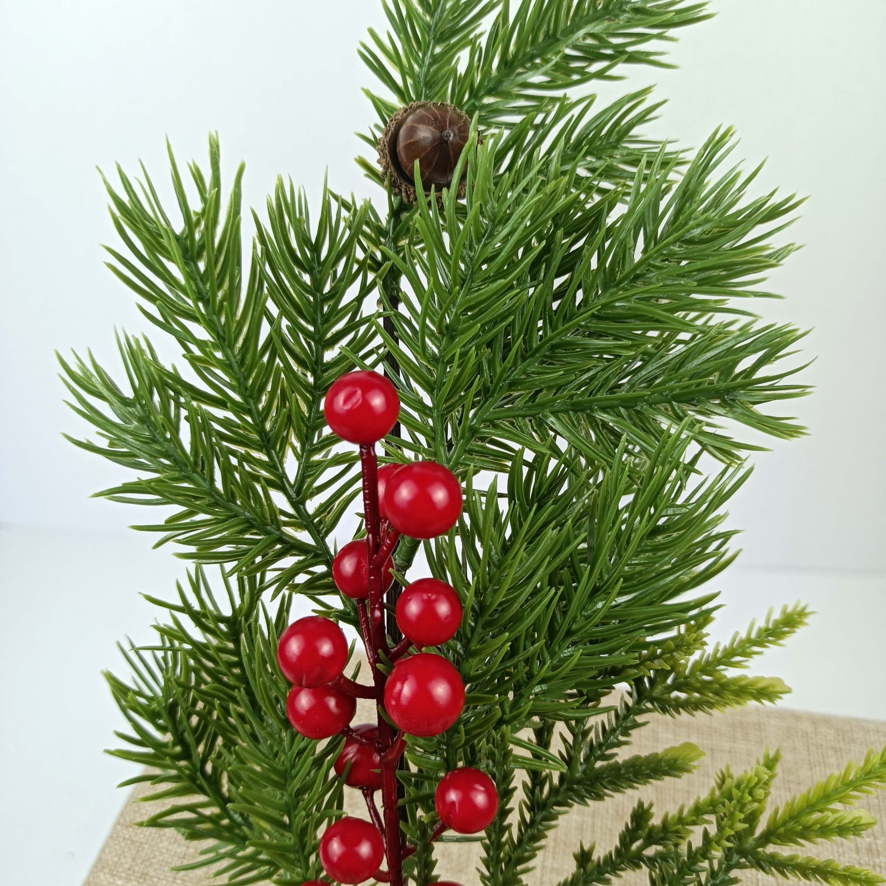 Artificial Christmas Floral Picks Assorted Berry Pine Branches Picks Stems with Pinecones Holly Leaves for Christmas