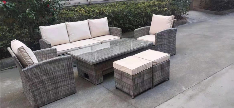 Professional manufacturer outdoor hotel furniture gray steel 5pc sofa set