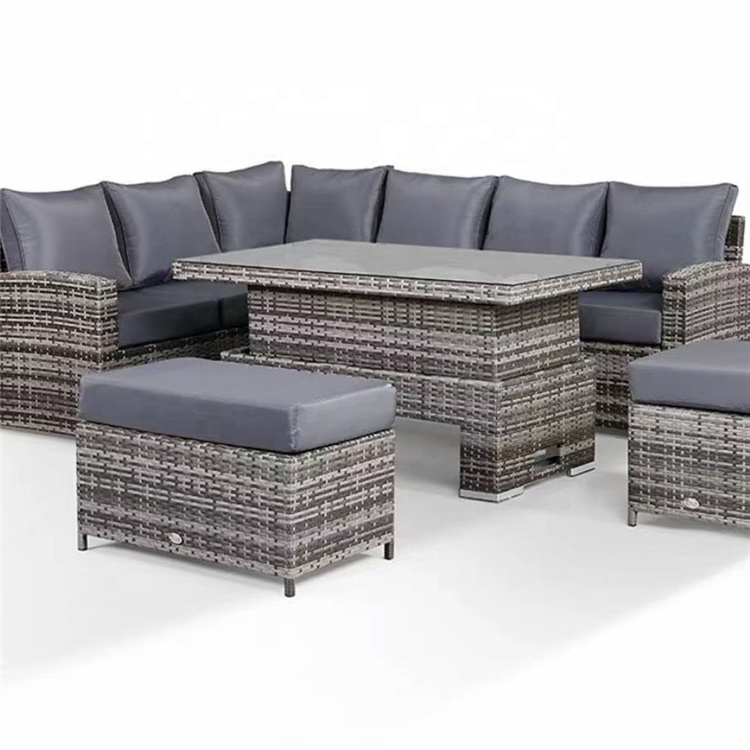 Professional manufacturer outdoor hotel furniture gray steel 5pc sofa set