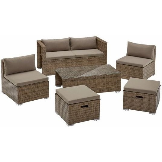 patio furniture 6 piece sectional conversation lounge set, outdoor wicker rattan furniture garden sofa chair set with cushion