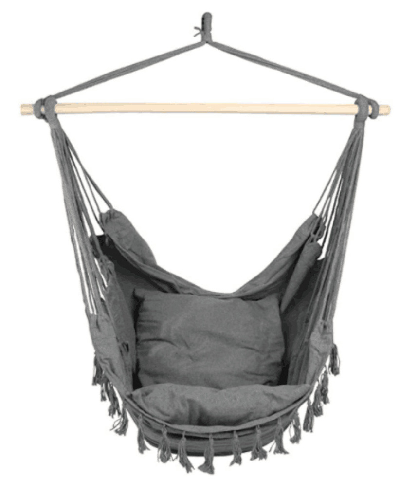 Customized Hammock Chair Hanging Rope Patio Swing with Cushions Large Macrame Hanging Chair with Pocket