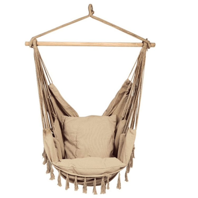 Customized Hammock Chair Hanging Rope Patio Swing with Cushions Large Macrame Hanging Chair with Pocket