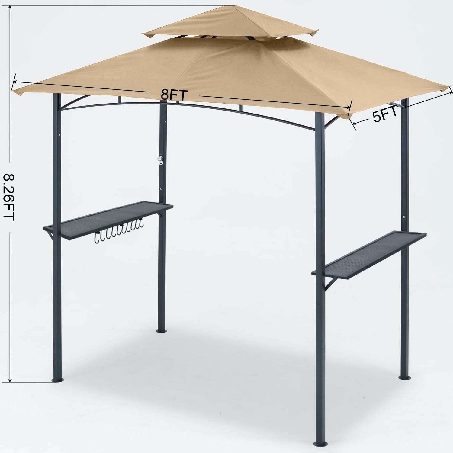 Double Flat Roof Gazebo Sunshade BBQ Metal Garden grill