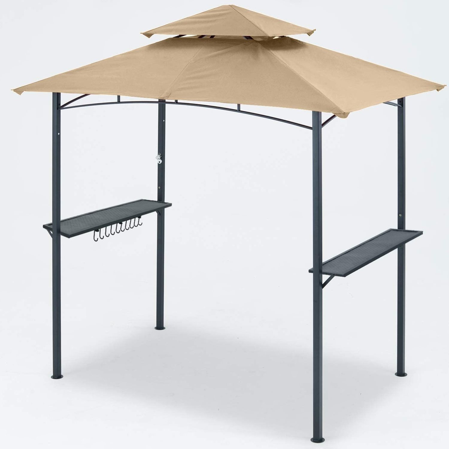 Double Flat Roof Gazebo Sunshade BBQ Metal Garden grill