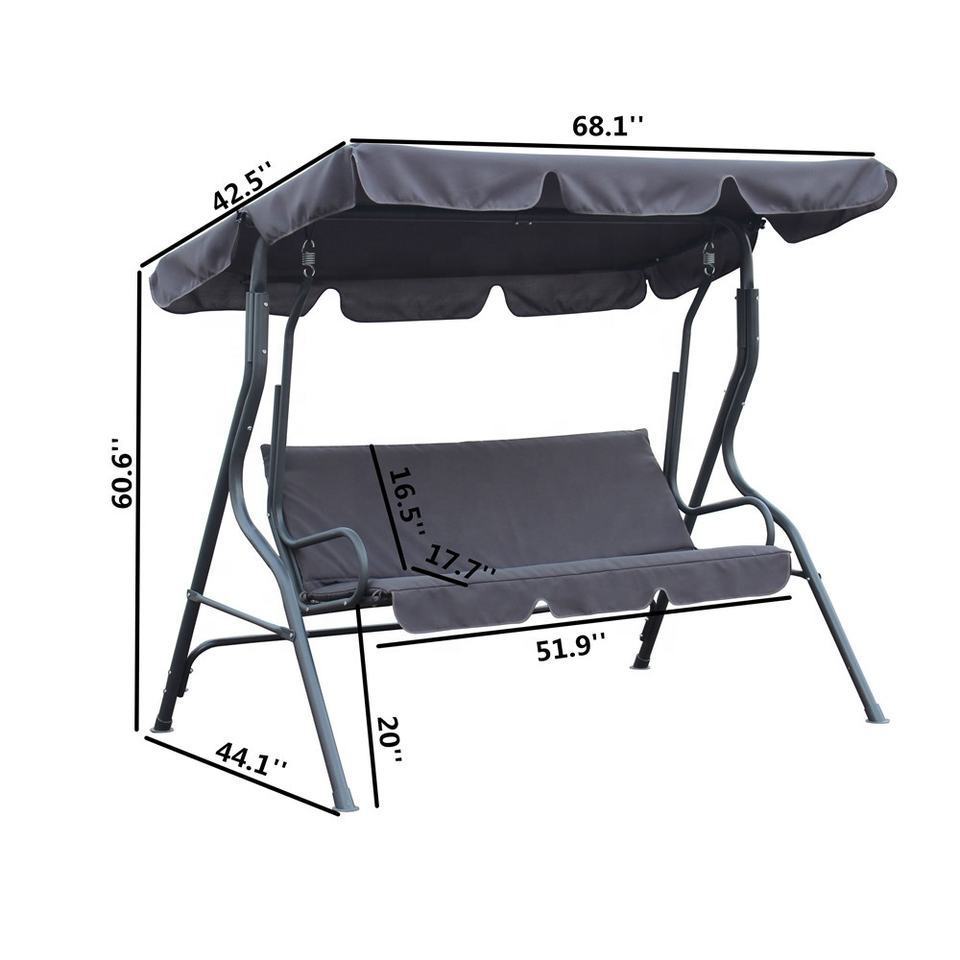 Outdoor 3 Seat Garden Patio Steel Swing 3-Seater Garden Balcony Swing