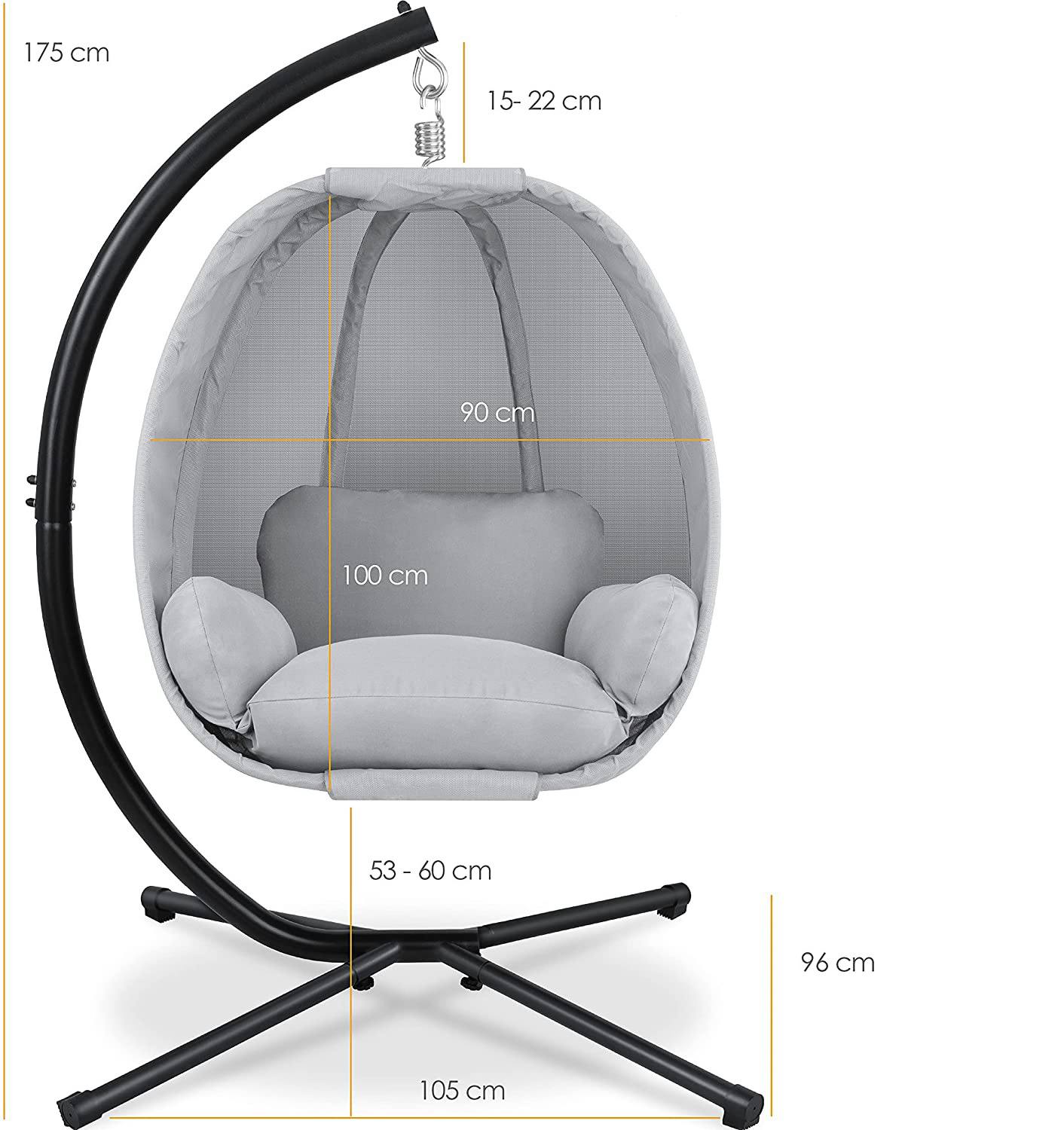 Metal Hanging Egg Chair with Frame Soft Seat Cushion Nice Design