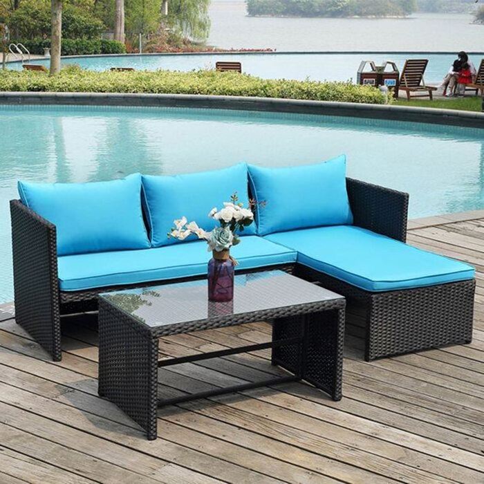 Patio Furniture Double Seat and Chaise Lounge Couch Seat Garden Furniture for Garden Balcony Patio Poolside Indoor Metal Modern