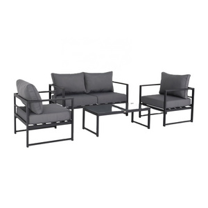 Garden Sofa Set In Aluminium Single Loveseat Coffee Table Style Outdoor Furniture With Cushions