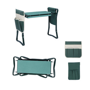 Folding Garden Home Kneeler Seat Work Bench Stool with Tool Pouch EVA Pad