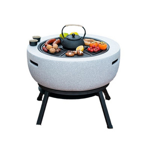 Concrete bbq brazier barbecue grill Garden Fire Pit Bowl Outdoor Heaters with Grill Grate