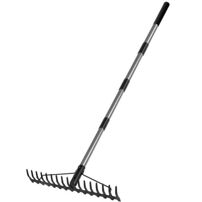 5.4FT Bow Rake Heavy Duty Garden Rake with Stainless Steel Handle, 17 Steel Tines Metal Head Rake Tool