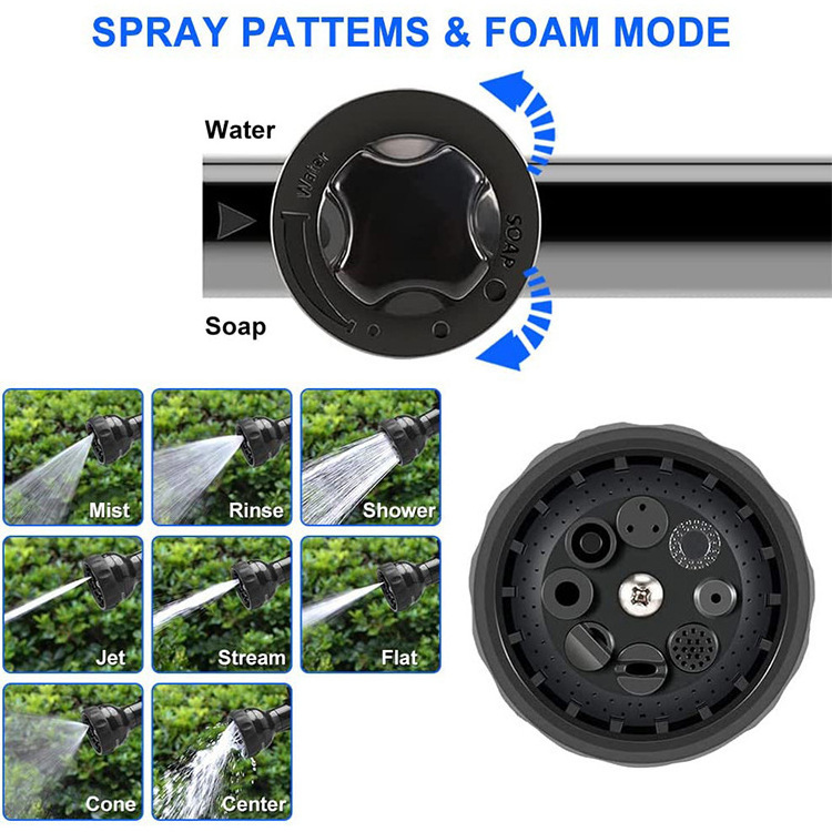 Multi-functional Car Wash Tool with Foam Gun, Brush, and Nozzle 8-in-1 Car Wash Brush Foam Gun Garden Hose Nozzle Foam Cannon