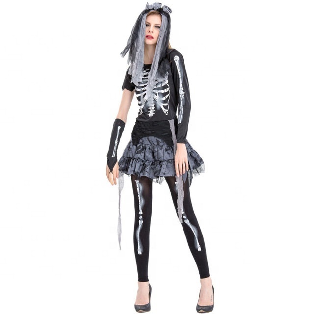 New Design Party Dress Zombie Ghost Bride Costume Women Sexy Halloween Costume