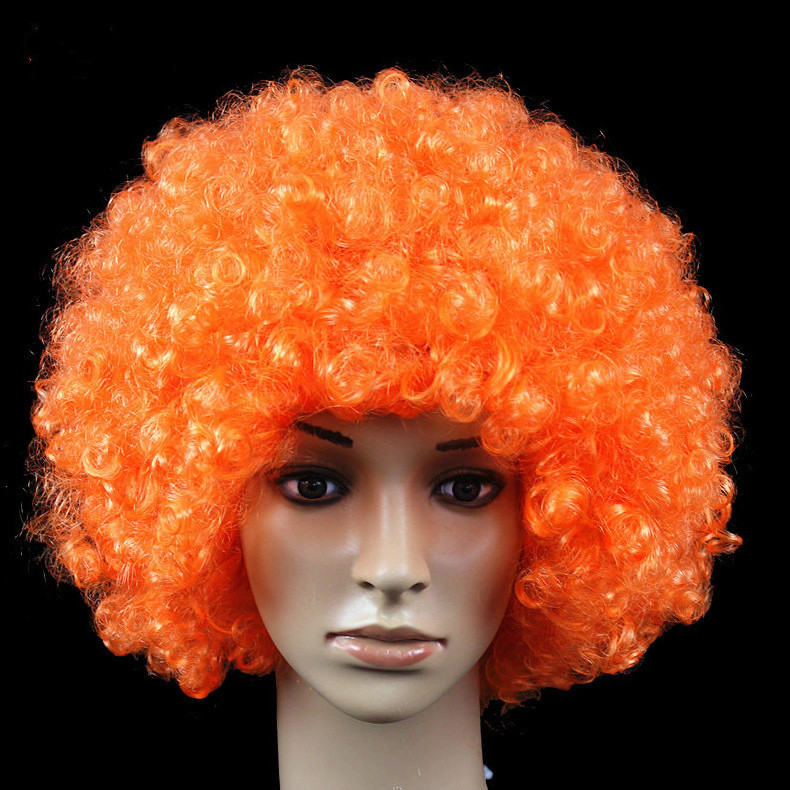 Hot Sale Football Sports Fan Wig Crazy Party Cheap Colorful Synthetic Afro Wig