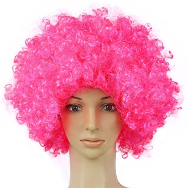 Hot Sale Football Sports Fan Wig Crazy Party Cheap Colorful Synthetic Afro Wig