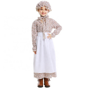 Kids Farm Apron Maid Cosplay Costume Dress Grandmother Idyllic Girls Halloween Wolf Grandma Costume