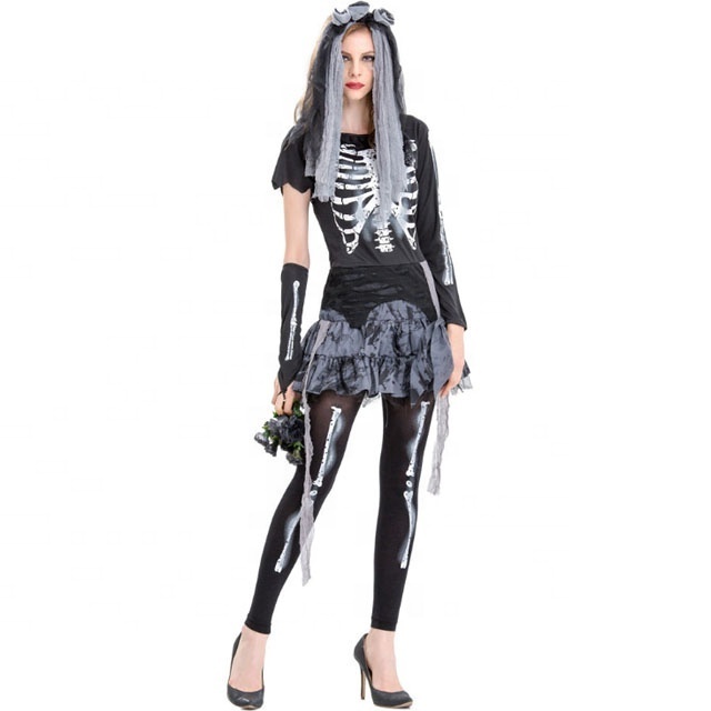 New Design Party Dress Zombie Ghost Bride Costume Women Sexy Halloween Costume