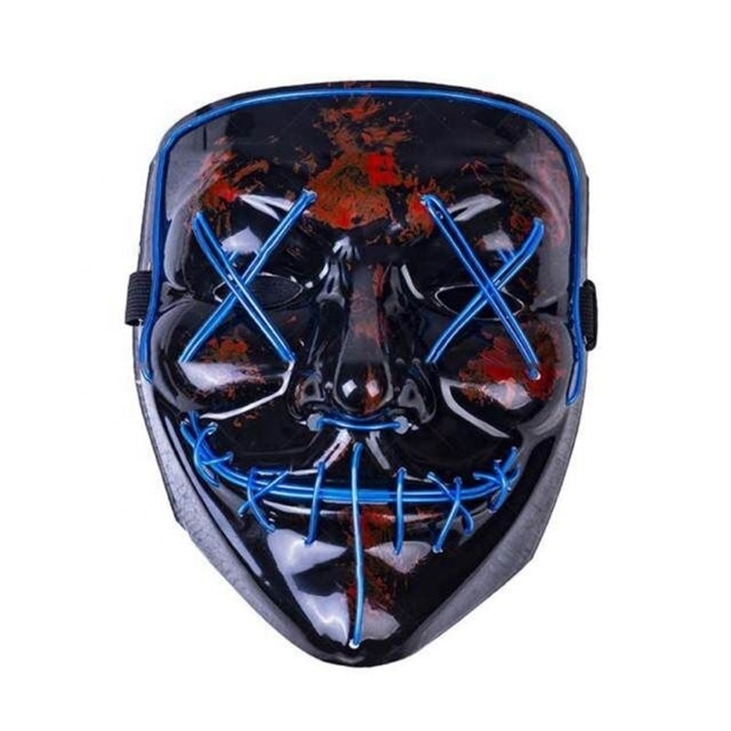 Halloween Cosplay Costume LED  El Wire Mask  Light Up Scary Purge Mask