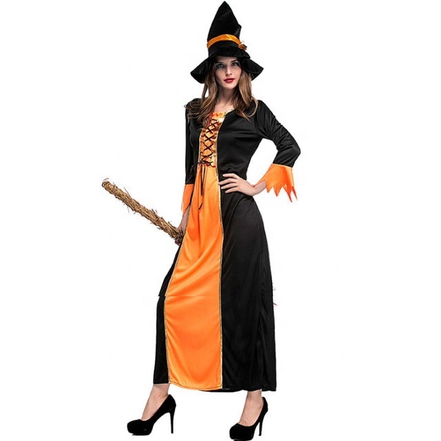 Adult  Fancy Dress Horror Ladies Witch Vampire Long Dress Witch Costume Halloween