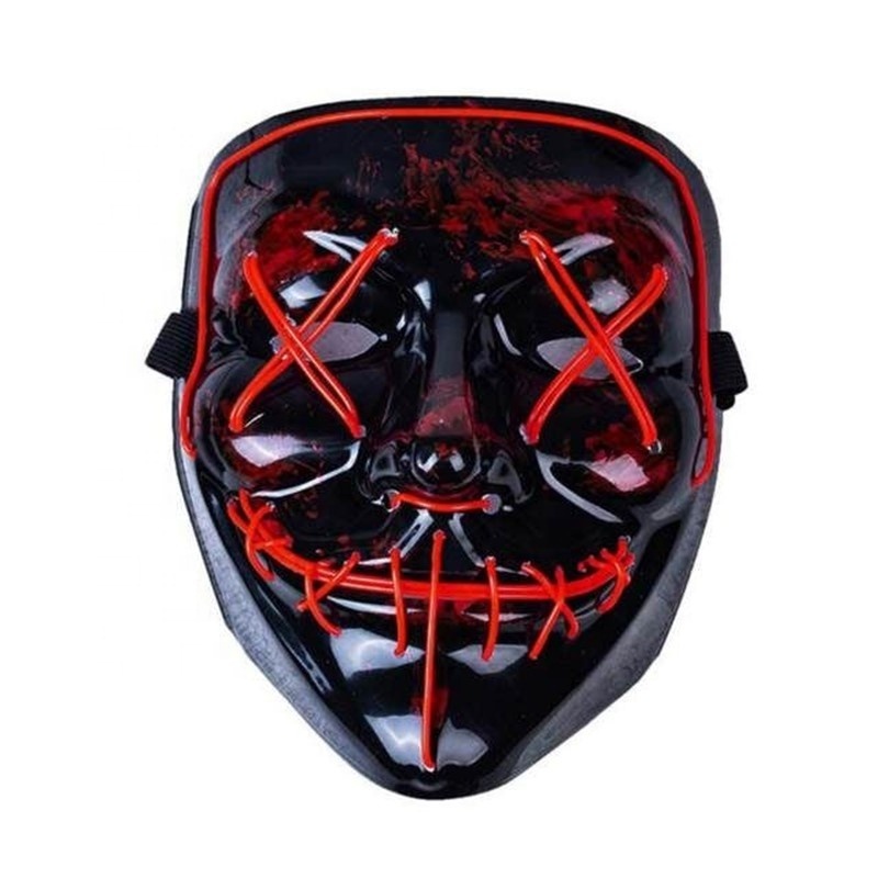 Halloween Cosplay Costume LED  El Wire Mask  Light Up Scary Purge Mask