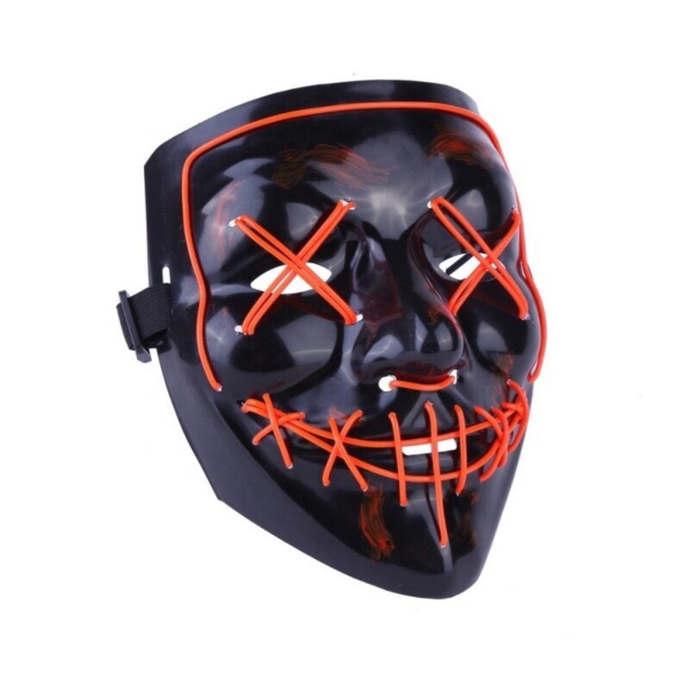 Halloween Cosplay Costume LED  El Wire Mask  Light Up Scary Purge Mask