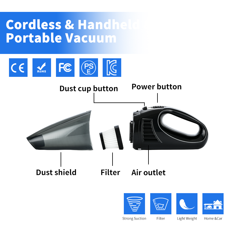 professional mini handheld car vaccum cleaner 12V electric Wireless Small portable high power hand car vacuum cleaner