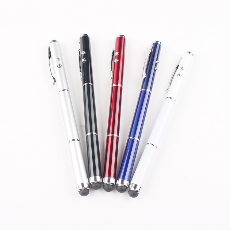 Promotional 4 in 1 Multi-function Led Light Stylus Laser Pointer Pen With Custom Logo