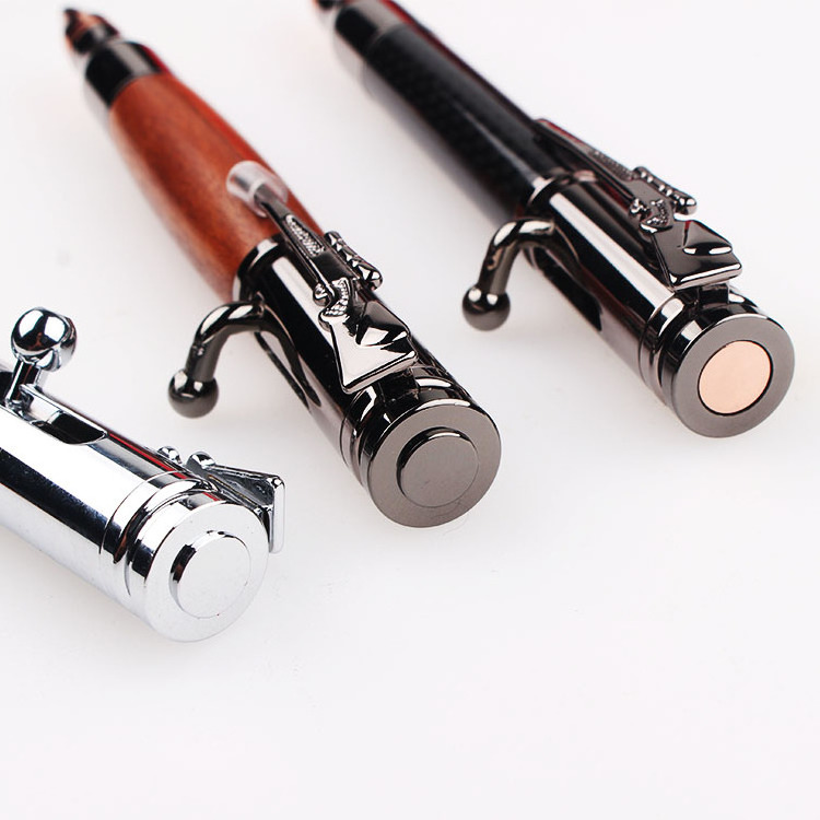 New Design Creative Bullet Shaped Bolt Action Gun Pen With Metal Musket Custom Logo Rifle Design Clip For Business Gift