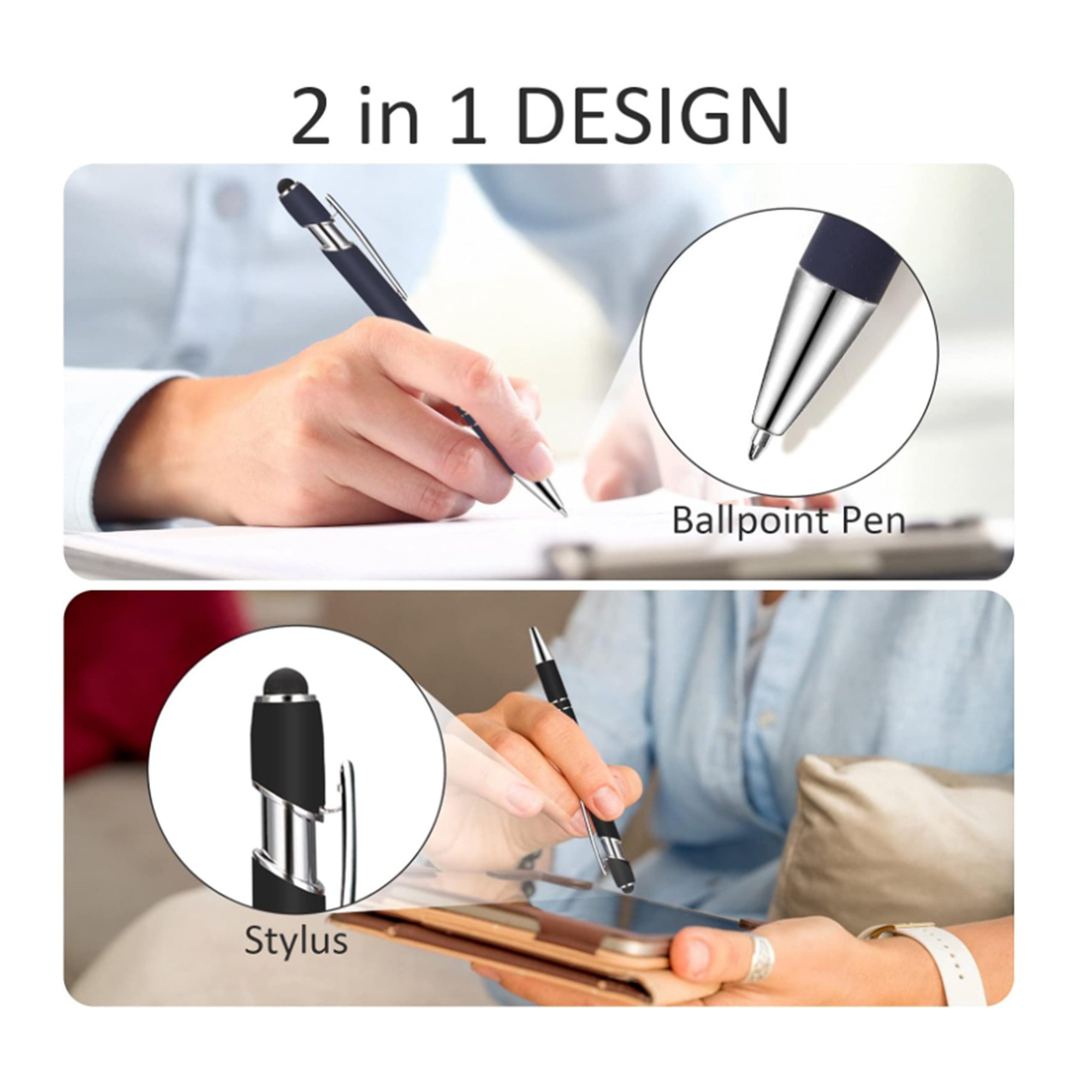 Custom Ball Pens With Logo Metal Aluminum Wholesale 2 In 1 Soft Rubber Touch Screen Stylus For Manufactures Stationery