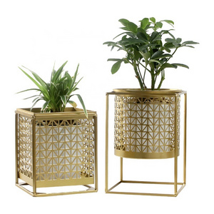 Creative Metal garden balcony decorative flower pots and planters indoor and outdoor greeny use Gold metal stand planter