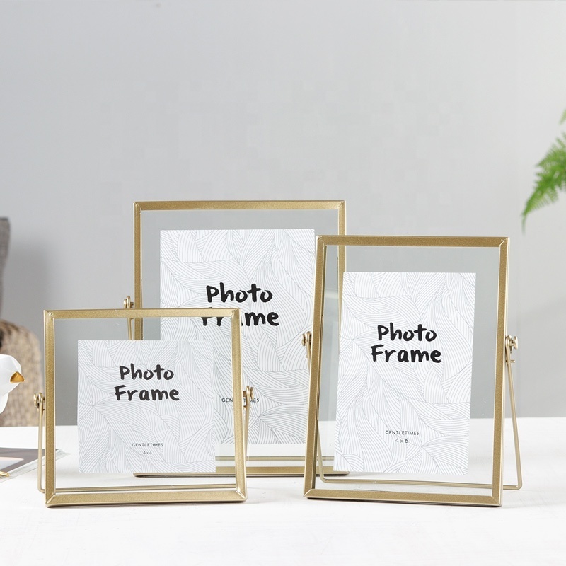 Metal Gold Photo Frames Modern Concise 4in 6in 7in Photos Use Glass Cover Frames Metal Art Picture Photo Frames