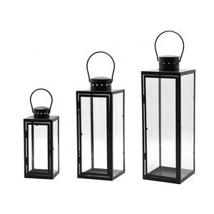 Three Sizes Metal Candle Lantern with Handle for Indoor Home Decoration and Outdoor Garden for Night Light Pathway