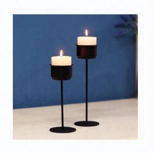 Wholesale Candlestick European Iron Metal Wedding Black Tea Light Candle Holders for Home