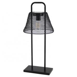 Wholesale Garden Outdoor Black Portable Foldable Lampshade Solar Light Table Stand Metal Solar-Powered Lamp