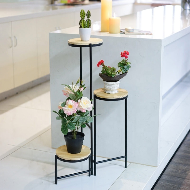 Home Indoor Outdoor Potted  3 Tier Metal Flower Pot Stand Anti-Rust Heavy Duty Plant Holder Shelf Plant Stand