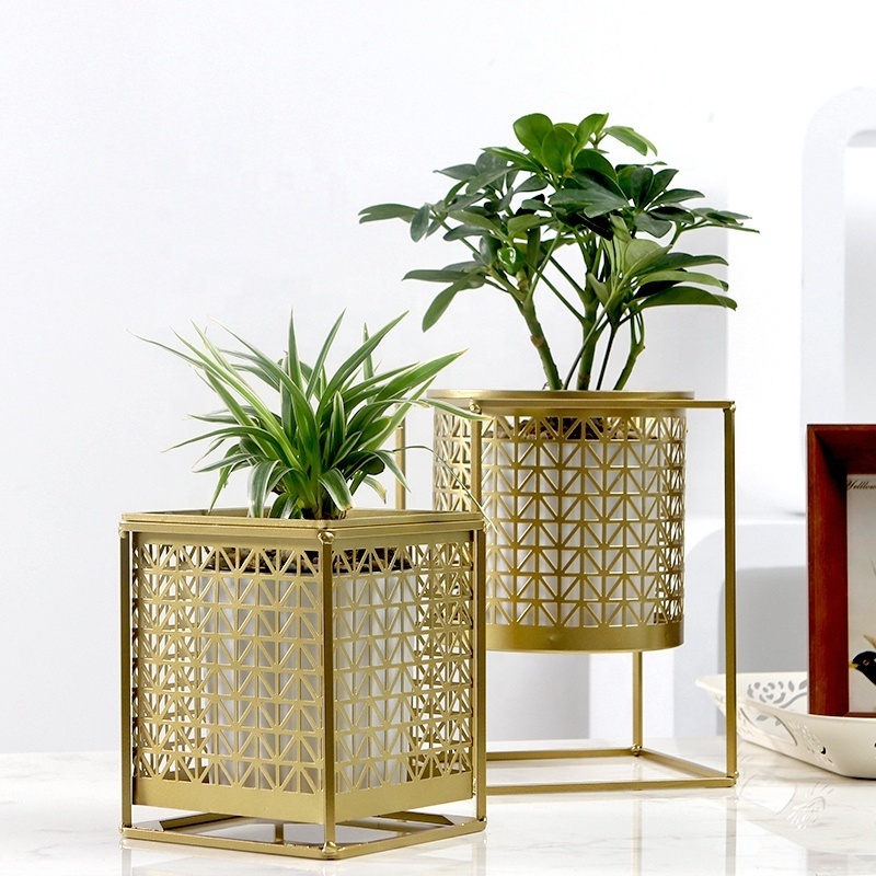 Creative Metal garden balcony decorative flower pots and planters indoor and outdoor greeny use Gold metal stand planter