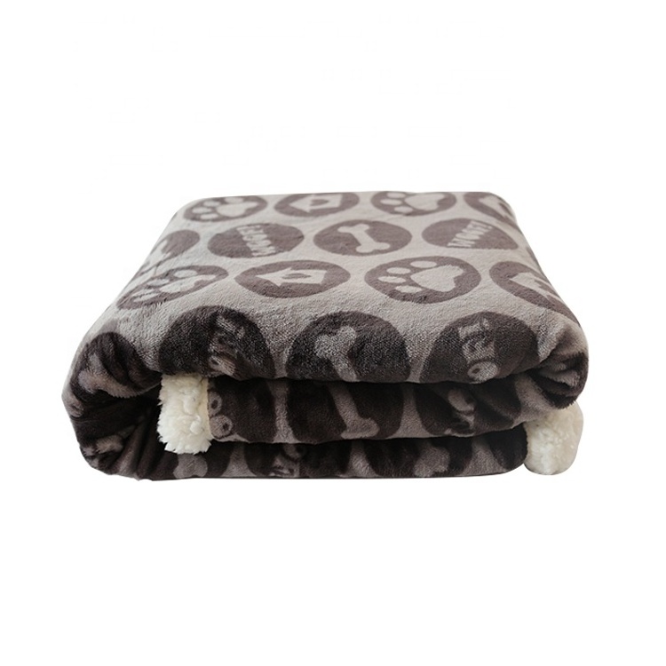 Pet Dog Blanket Print Winter Double Layer Flannel Sherpa Fleece Pet Beds & Accessories for Small Animals 100% Polyester,fiber