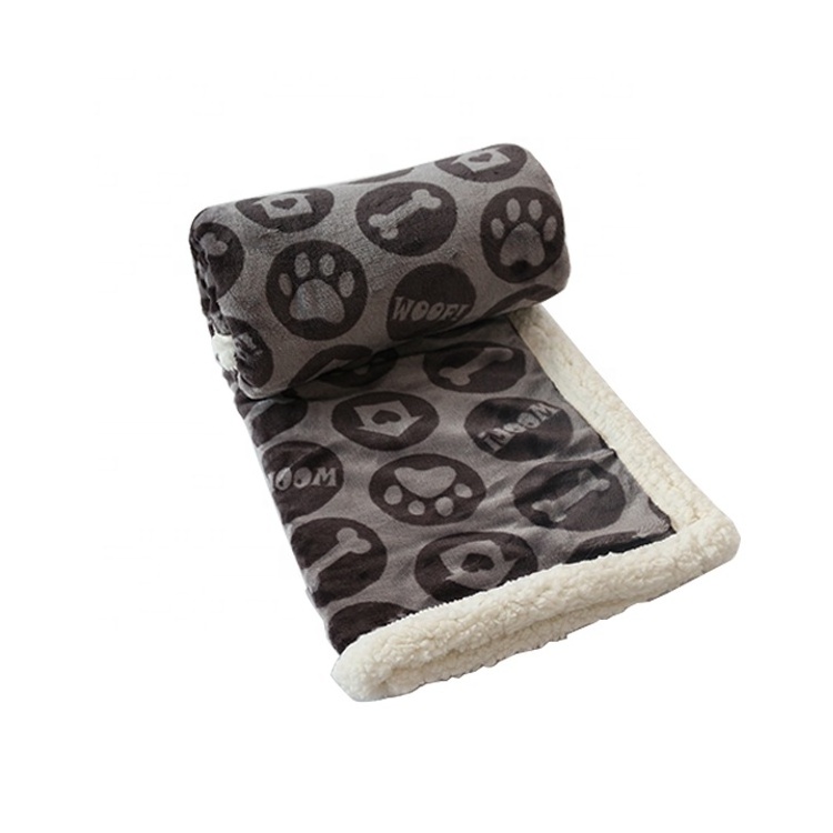 Pet Dog Blanket Print Winter Double Layer Flannel Sherpa Fleece Pet Beds & Accessories for Small Animals 100% Polyester,fiber