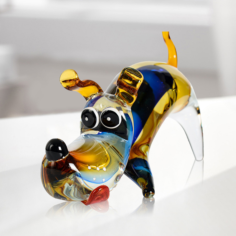 Hot selling glasses Craft dog Statue Dachshund Dog Sculpture for Home tabletop Decoration gift