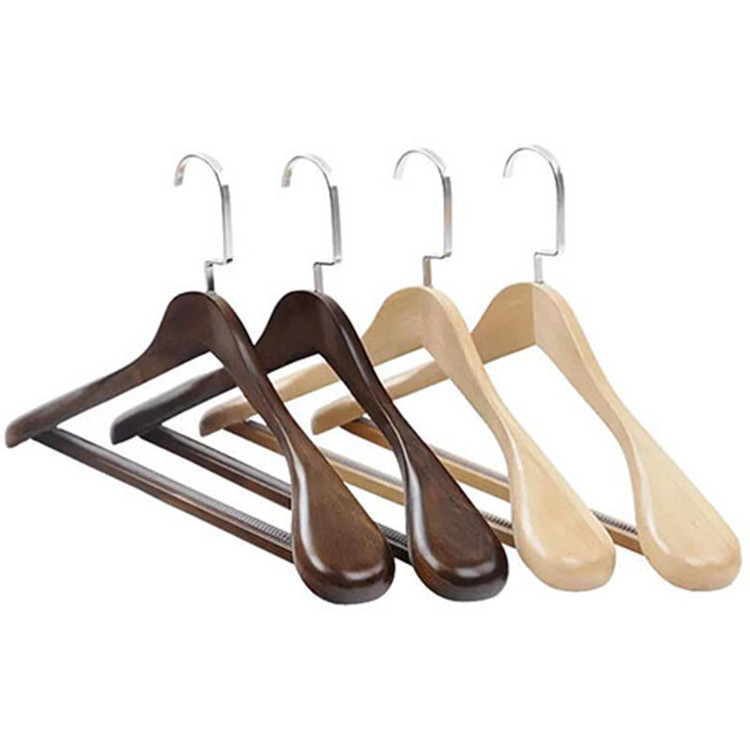 Custom Wooden Suit Hanger Smooth Solid Wooden Drying Rack For Suit Dress Camisole Jacket Pants