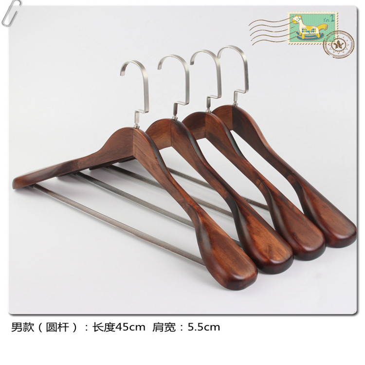 Custom Wooden Suit Hanger Smooth Solid Wooden Drying Rack For Suit Dress Camisole Jacket Pants