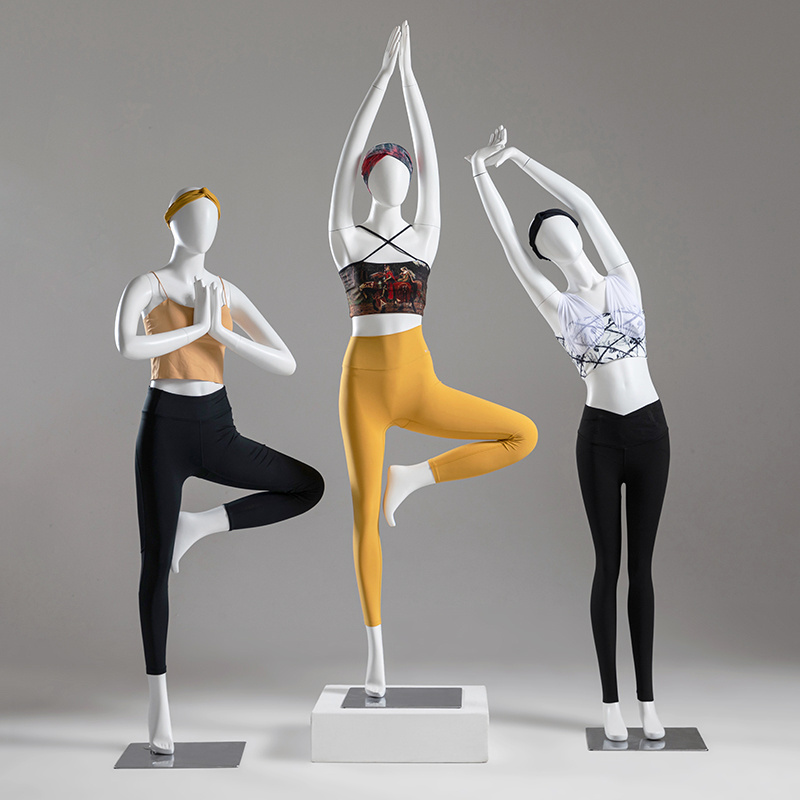 New design fiberglass female yoga display mannequin for sale