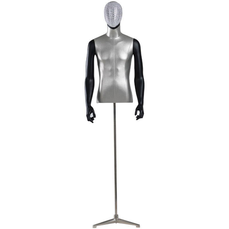 New half scale men's suit dummy mannequins fashion PU leather male torso model with shoe holder stand for man's clothes display