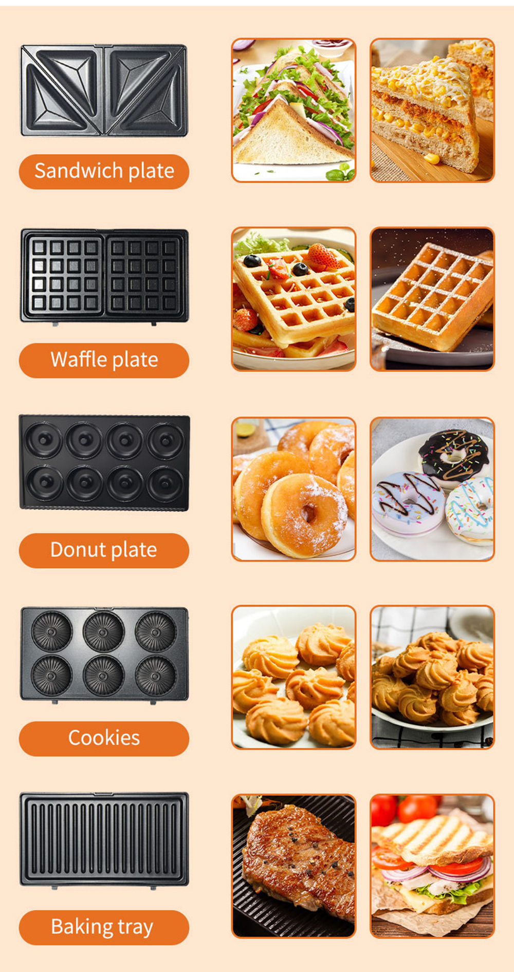 3 4 5 6 7 8 9 10 in 1 sandwich maker  detachable plates waffle maker set 4 slice toaster maker /egg puffs /nutty/cookes /donut