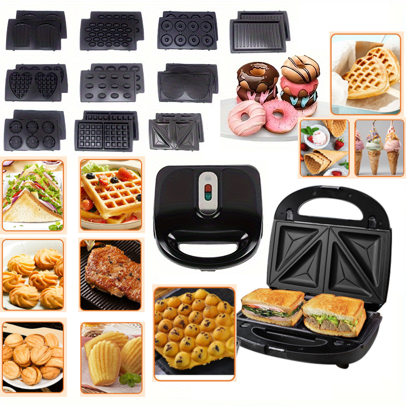 3 4 5 6 7 8 9 10 in 1 sandwich maker  detachable plates waffle maker set 4 slice toaster maker /egg puffs /nutty/cookes /donut